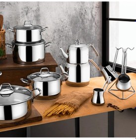 Resim Güral Saray 18 Parça Metal Kulplu Çelik Tencere Takımı Mk 6203244 