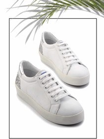 Resim Bambi Beyaz Hakiki Deri Kadın Sneaker K01102120003 