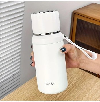 Maxaccess Beyaz 16.91 Oz Paslanmaz Çelik Termos Seyahat Spor Matara Sap Kapak