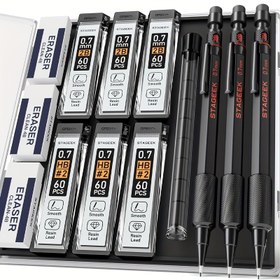 Resim Stageek 13 Parça Set / 5 Parça Set Mekanik Marangoz Kalem Seti, Sanat Kalem Uçları 0.5, 0.7mm Uç Tutucular, 120 HB ve 2B Uç Dolumları, Silgiler, Yazma, Çizim ve Eskiz Yapmak İçin Uygun, Yazma, Eskiz Yapma ve Çizim İçin Uygun 