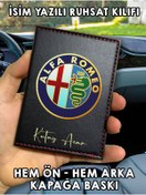 Resim senada Alfa Romeo Ön Arka Baskılı Oto Araç Ruhsat Kabı Kartlık Deri İsim Yazılı Kişiye Özel Cüzdan 