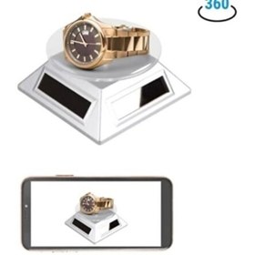 Resim Nexoran Güneş Enerjili Solar 360 Derece Dönen Vitrin Stand Döner Tabla GRİ 