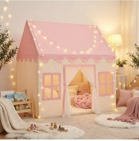 Resim Pembe Oyun Çadırı Masal Evi Çocuk Oyun Evi Pembe Rüya Evi Renkli Oyun Çadırı Oyun Alanı 