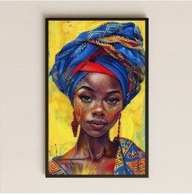 Resim Afrika Desenli Renkli Kadın Portresi Şeffaf Pleksi Tablo 