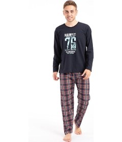 Resim Tampap 2170 Baskılı Uzun Kol Erkek Pijama Takımı - Lacivert 