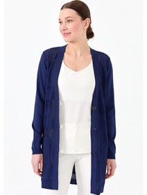 Resim Kadın Triko V Yaka Yazlık Hırka Lacivert Lacivert 