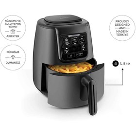 Resim woodhub 3'ü 1 arada Büyük Ev Yemeği, Közleme, Sulu Yemek Fritöz, Space Gray, 4 Kişilik 