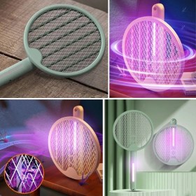 Resim Tenis Raketi Tipi Masaüstü Olabilen Gece Lambalı Sinek Kovucu,öldürücü Raket ( Lisinya ) 