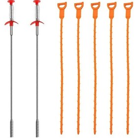 Resim Qingmipy Evde Kanal Ve Tuvalet Tıkanıklığını Çözmek İçin 7 Parça Jilet Seti - Esnek, Kullanıması Kolay Temizlik Aleti 