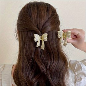 Resim 1/2 adet Trendy Şık İmitasyon İnci Kelebek saç tokası Klipsleri Kadınlar Kızlar için - Romantik Lüks Altın Kurdele Yan Klips Saç İğnesi, Düğün Peri Stili Saç Aksesuarları Hediyeler 