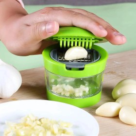 Resim TE Dükkan Çıkarılabilir Hazneli Kapaklı Pratik Sarımsak ve Soğan Doğrayıcı – 2 Bıçak Seçenekli Profesyonel 