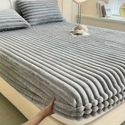 Resim Ultra-Yumuşak Flanel Uyumlu Çarşaf - Termal Fırçalanmış Kumaş, Düz ve Çizgili Derin Cep Tasarımı, Yatak Odası, Yurt, Otel için Pilling Olmayan Sıcak Nefes Alabilen Yatak Örtüsü - Makinede Yıkanabilir, Çoklu Boyutlar Mevcut, Yurt Odası Gereksinimleri, Peluş Dokulu, Dayanıklı Yatak Örtüsü 