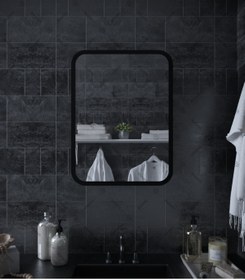 Resim rivomo Siyah Oval Dekorasyon Banyo Dolabı 