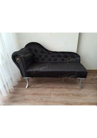 Resim Dekoratif Bihter Koltuk Josefin Puf 120 Cm Gümüş Ayak Siyah 