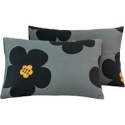 Resim 2 adet Siyah ve Sarı Çiçek Desenli Tek Taraflı Baskılı Yastık Kılıfı Ev Dekoru Masa Yastık Kılıfı Dikdörtgen Polyester Yastık Kılıfı Modern Masa Dekoratif Yastık Kılıfı (Yastık İçeriği Olmadan) 