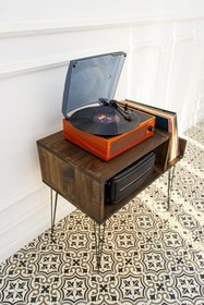 Resim Zecir Ahşap Pikap Sehpası, Modern Plak çalar Standı 