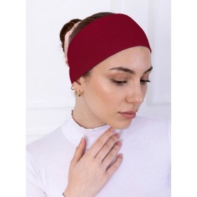 Resim Alivascarf Kaymayan Silikonlu Bandana Bone Bordo - Kadın Tesettür Dikişsiz Kaymaz Geçme - Sportif Saç Bandı 