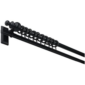 Resim Antrasit Tek Raylı Ahşap Rustik Perde Askısı Rustik Borusu 275 Cm 