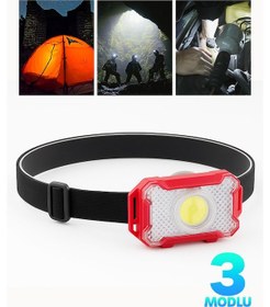 Resim 3 Modlu Pilli Kafa Lambası Kampçı Tamirci Balıkçı Outdoor Kafa Feneri Işığı Dörtgen K4108 Çok Renkli 