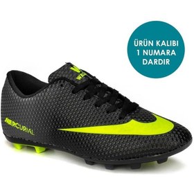 Resim Walked 401 Siyah Sarı Çorapsız Halı Saha Krampon Futbol Ayakkabısı 