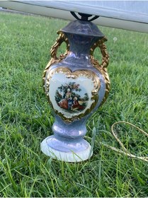 Resim Aşıklar Motifli Porselen Abajur 63 CM 