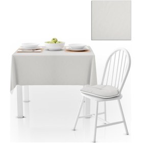 Resim Kırık Beyaz Düz Renk Petek Dokuma Masa Örtüsü 140x140 