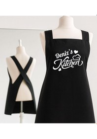 Resim Bk Gift Kişiye Özel İsimli Çapraz Askılı Siyah Mutfak Önlüğü - 12, Aşçı Önlüğü, Şef Önlüğü, Anneye Hediye Kobitmeyencom35908 Bk Gift Renkli 
