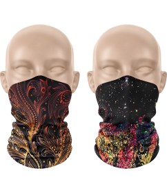 Resim Dair Aksesuar Altın Yaprak - Şans Fili Desenli 2'li Set Boyunluk Bandana Outdoor Balaklava Yüz Maskesi Kafa Bandı 