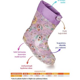 Resim Kiko Kids Unicorn Su Geçirmez Kız Çocuk Yağmur Çizmesi Lila - Turkuaz Lila - Turkuaz 