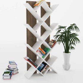 Resim Lagomood Rahle Kitaplık Beyaz Beyaz Ceviz 