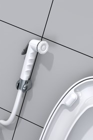 Resim İZ YAPI Felix El Tahareti– Beyaz | PVC Hortumlu | Duvar Askılı | Shut-Off 