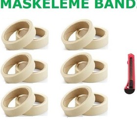 Resim 18 MM x 25 M Maskeleme Bandı Kağıt Bant 12 Adet 