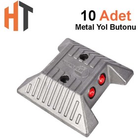 Resim Hayat Trafik Metal Cam Kedi Gözü Yol Butonu Seti 12 x 12 x 2,8 cm 