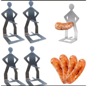 Resim Komik Barbekü Sosis Tutucu Yeniden Kullanılabilir Paslanmaz Çelik Insansı Izgara Açık Kamp Için Yeni Bir Mizahi Mutfak Pişirme Barbekü 