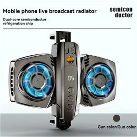 Resim Cordial Metalik Gri Alüminyum Cep Telefonu Soğutucu Kelepçe Canlı Yayın Standı Led Işık Sıcaklık Ekranı Çift Çekirdekli Soğutma 
