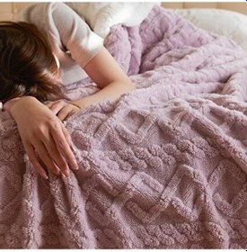 Resim Beautifyy Kış Kalın Sıcak Battaniye Şekerleme Taff Pazen Düz Renk Kaplı Battaniye 36 Derece Üstü 