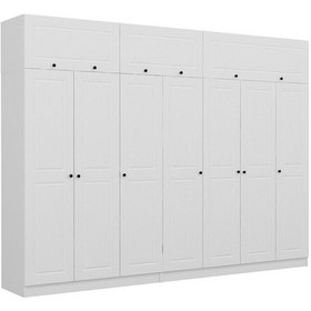 Resim Minar Kale 7 Mebran Kapaklı 4 İç Çekmeceli Dolap Ve Yüklük Beyaz 235cm 