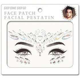 Resim Günlük parti ve maskeli balo için müzik festivali için 1 adet reçine malzemeden yapılmış yüz parıltılı glitter dekorasyonlu şeffaf yapışkan matkap 