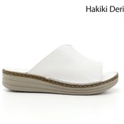 Resim Gönderi R Beyaz Dolgu Topuk Hakiki Deri Comfort Terlik Bej - Beyaz - Kırmızı 