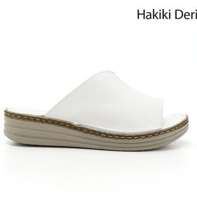 Resim Gönderi R Beyaz Dolgu Topuk Hakiki Deri Comfort Terlik Bej - Beyaz - Kırmızı 