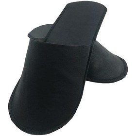 Resim 900 Çift Overloklu Siyah Tela Otel Terliği Tek Kullanımlık Kullan At Beyaz 