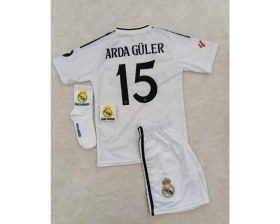Resim Real Madrid Arda Güler Yeni Sezon 15 Numara Çocuk Forma Takımı 4'lü Set Çorap+Bileklik Hediyeli 