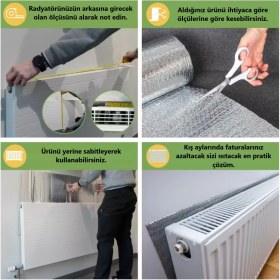 Resim Petek Arkası Isı Yalıtım Levhası 75X50 cm 5 mm Kalınlık Kalorifer Radyatör Arkası Folyo Isı Izolasyon Malzemesi 