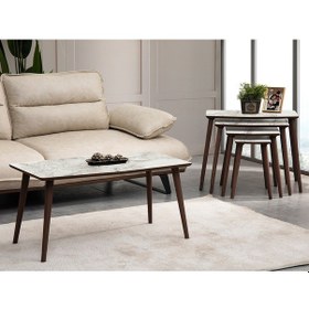 Resim Vovvahome Vega 4lü Mdf Ahşap Zigon Sehpa Ve Orta Sehpa - Beyaz 