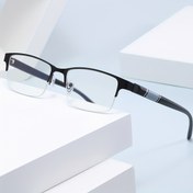 Resim 1 Çift Reçetesiz Gözlük - Modern Minimalist Metal Çerçeve, Yarı Kenarlı Ofis ve Resmi Etkinlikler İçin, Günlük Kullanım - Dijital Cihazlarla Uyumlu - Erkekler için Profesyonel & Gündelik Gözlük, Şık Gözlük, Dayanıklı Lensler 