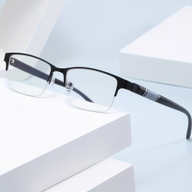 Resim 1 Çift Reçetesiz Gözlük - Modern Minimalist Metal Çerçeve, Yarı Kenarlı Ofis ve Resmi Etkinlikler İçin, Günlük Kullanım - Dijital Cihazlarla Uyumlu - Erkekler için Profesyonel & Gündelik Gözlük, Şık Gözlük, Dayanıklı Lensler 