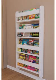 Resim Lino 4 Raflı Montessori Kitaplık Eğitici Çocuk Kitaplığı Beyaz 