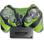 Resim YUES PS3 Joystick Silikon Kılıf (Yeşil-Siyah) – DualShock 3/Sixaxis Koruyucu Kapak, Kaymaz Kavrama, Tam Kesim 