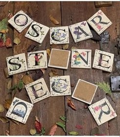 Resim Oscar Stone Decor Doğaltaş Baskılı Bardak Altlığı Tile Desen 10 Cm X 10 Cm - Stone Coaster Dsn92-1 
