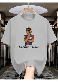 Resim Lamine Yamal Baskılı Tişört Gri 